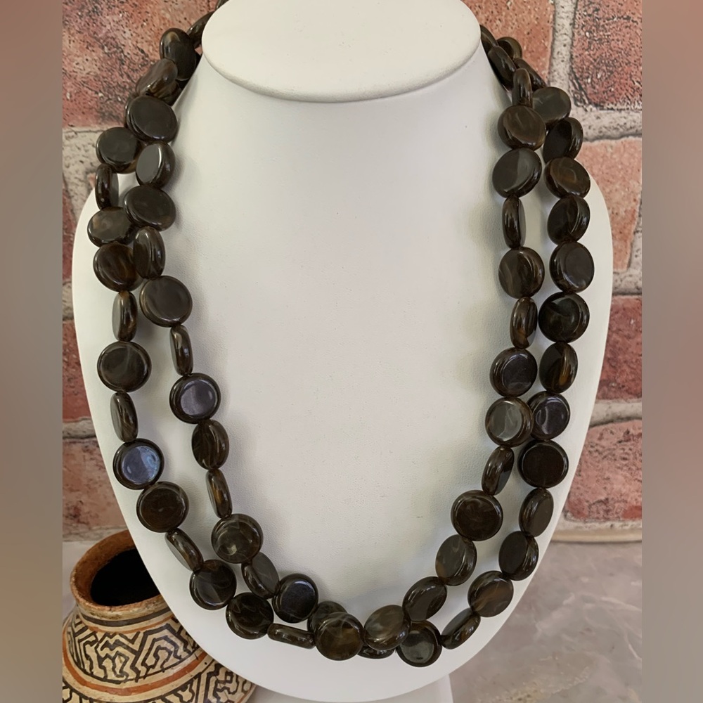 Vintage Dark Brown Acrylic Beaded Necklace